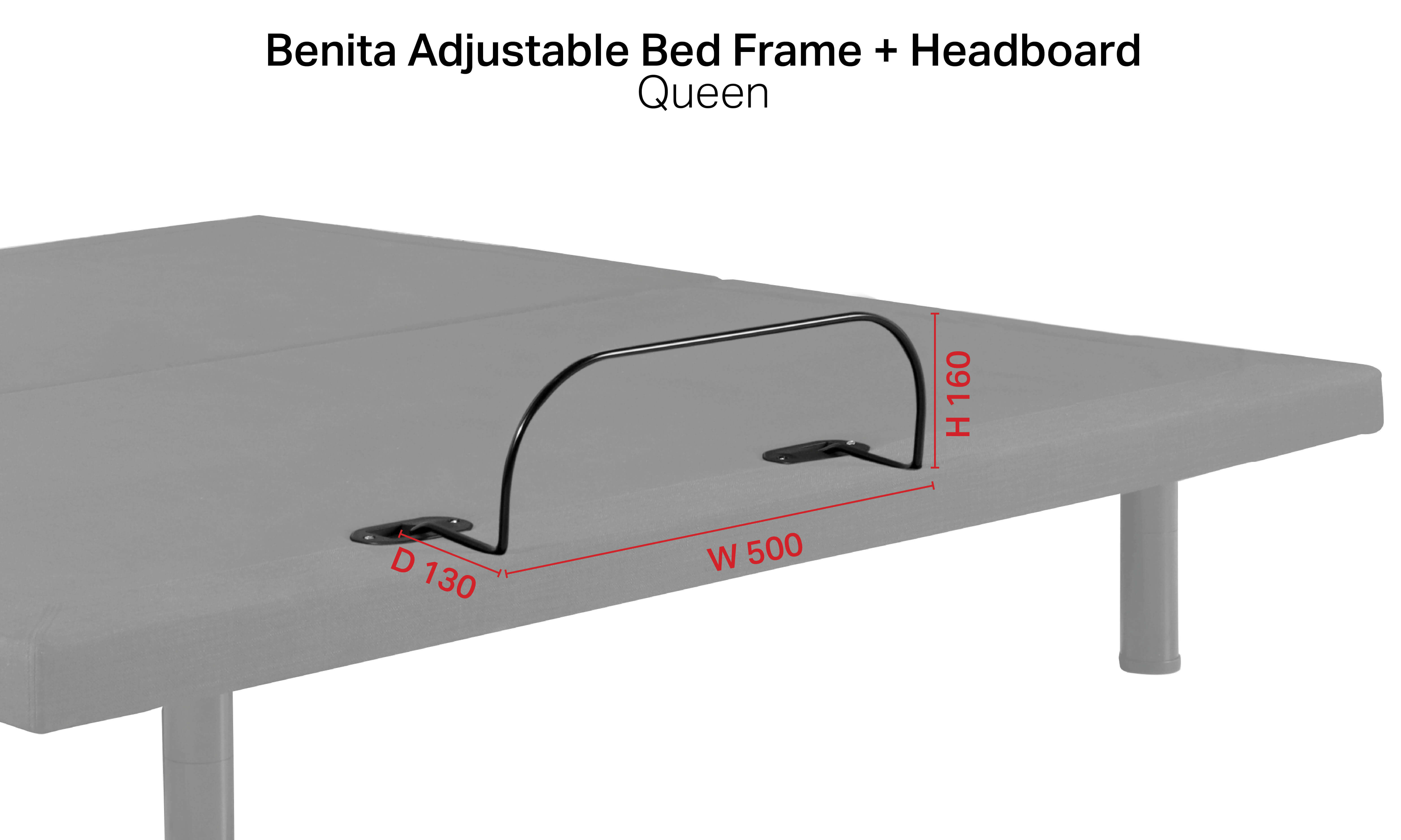 Benita Adjustable Bed Frame + Headboard – Queen